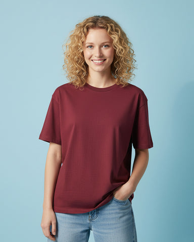UNISEX OVERSIZED BOX T-SHIRT (MAROON)
